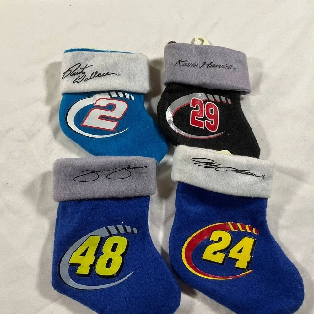MIXED Lot of 4 NASCAR THEME Mini Christmas Stockings #48 #24 #29 #2‎